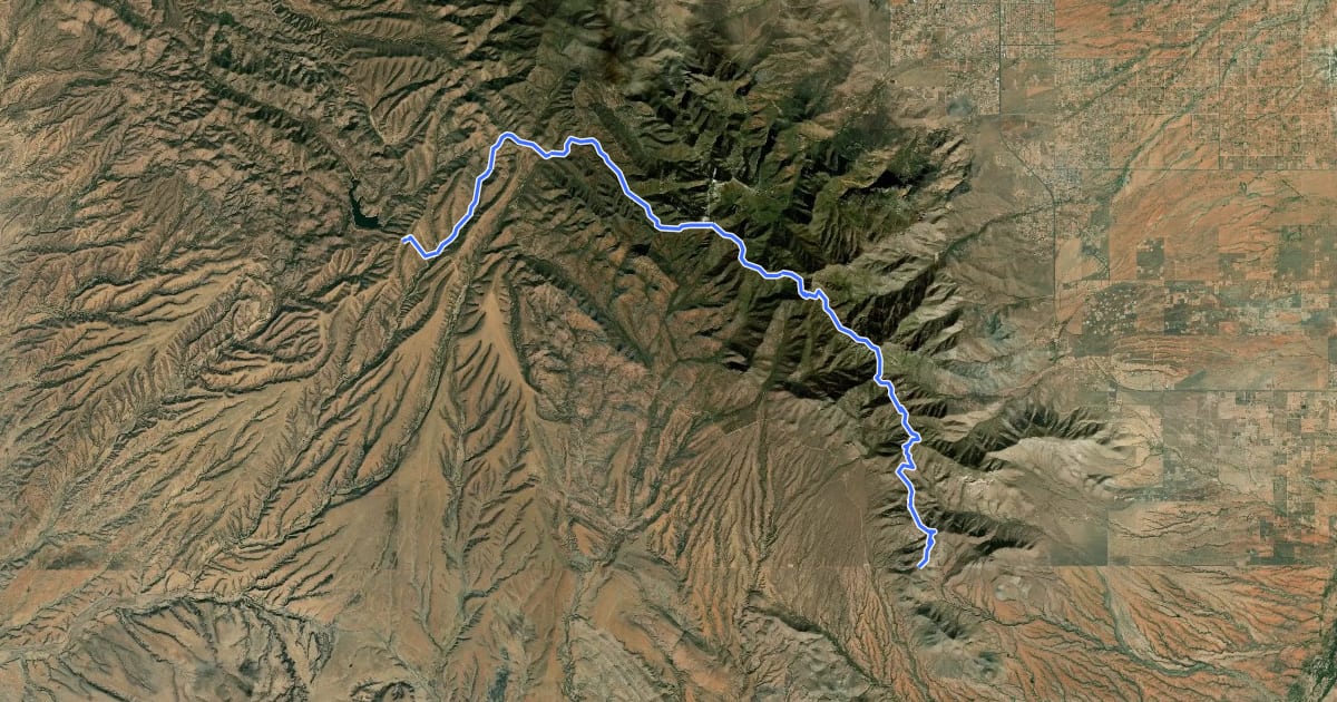 Маршрут Arizona Trail #1 Huachuca Mountains на спутниковом снимке