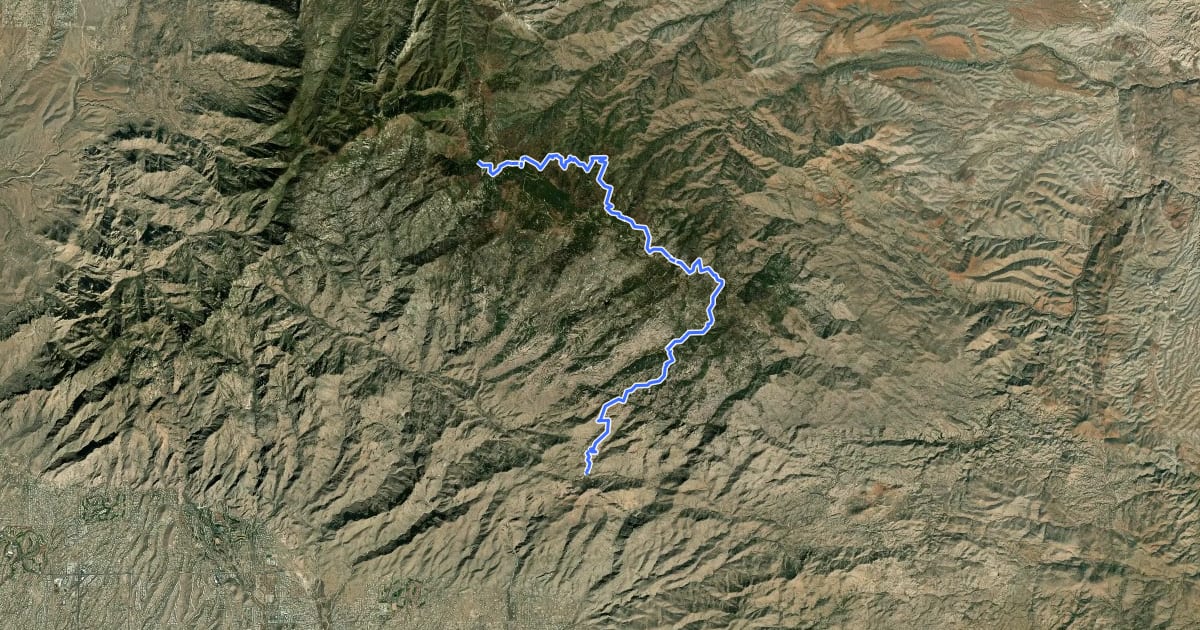Маршрут Arizona Trail Pusch Ridge Wilderness Bypass на спутниковом снимке
