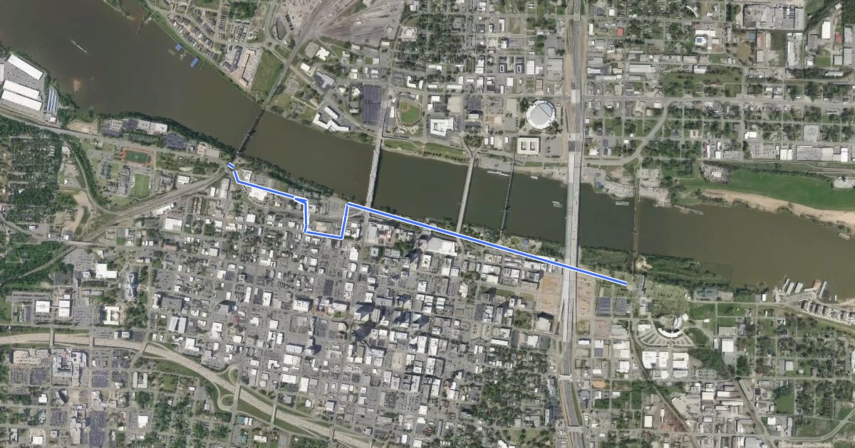 Маршрут Arkansas River Trail (eastbound) на спутниковом снимке