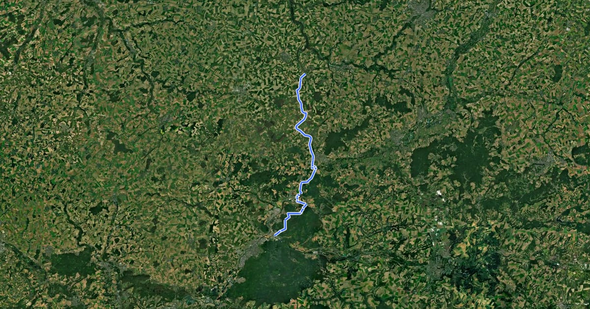 Маршрут Arleux – Péronne – Nesle – Noyon – Compiègne – Creil – Île-de-France на спутниковом снимке
