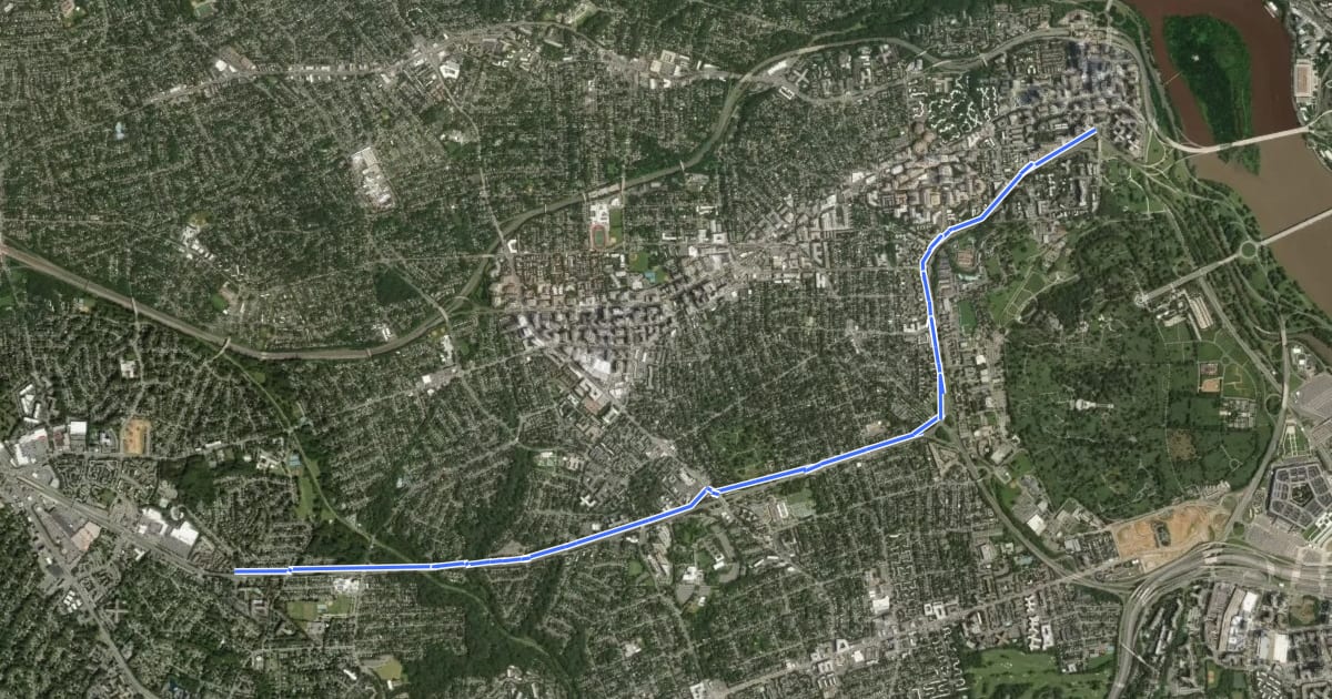 Маршрут Arlington Boulevard Trail на спутниковом снимке