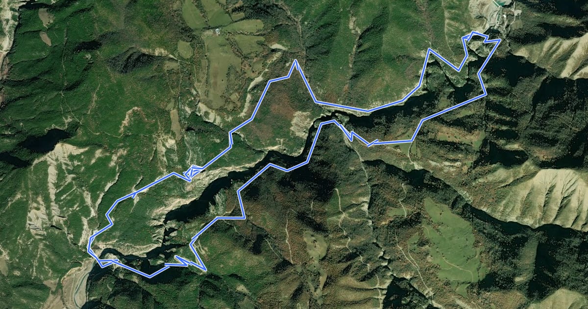 Маршрут Around Langarica Canyon на спутниковом снимке