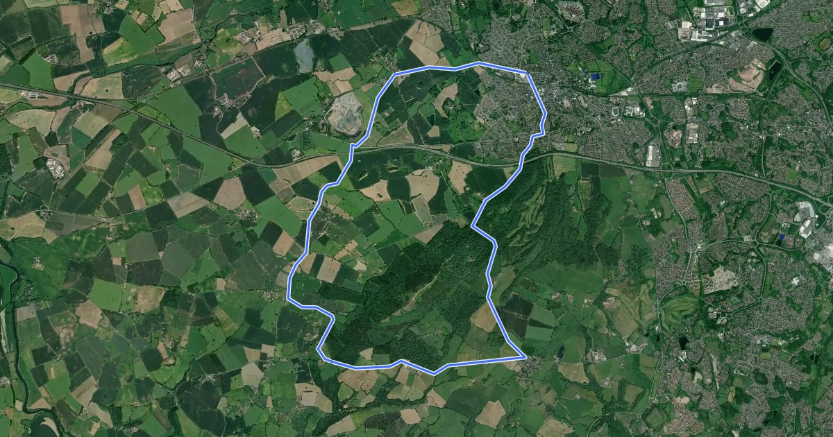 Маршрут Around the Wrekin на спутниковом снимке