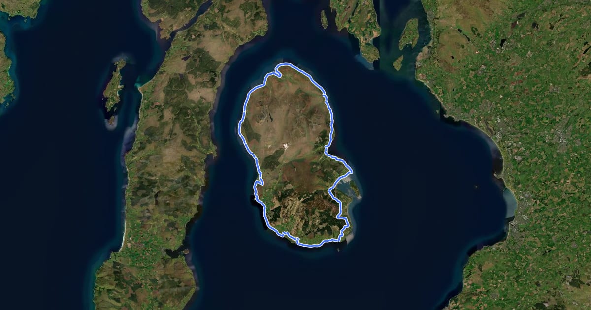 Маршрут Arran Coastal Way на спутниковом снимке
