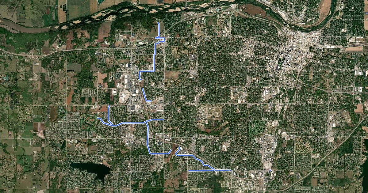 Маршрут Arrowhead Bikeway на спутниковом снимке