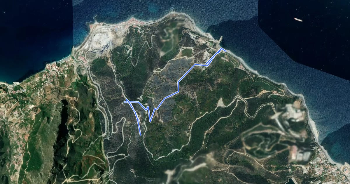 Маршрут Arroyo de Calamocarro-Fortín de Aranguren на спутниковом снимке