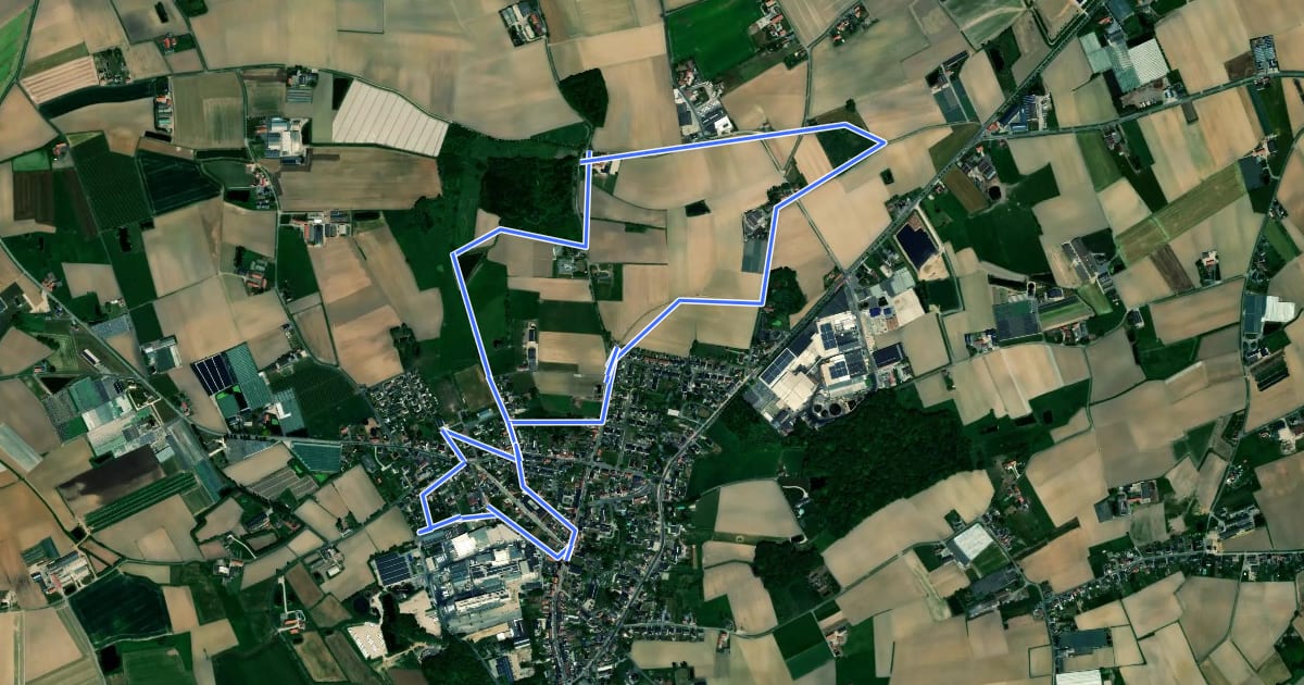 Маршрут Arteveldewandelroute на спутниковом снимке