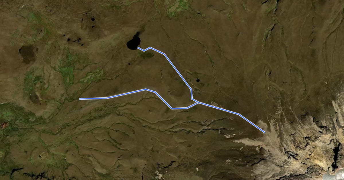 Маршрут Ascenso hasta el Campamento Base (T2) на спутниковом снимке