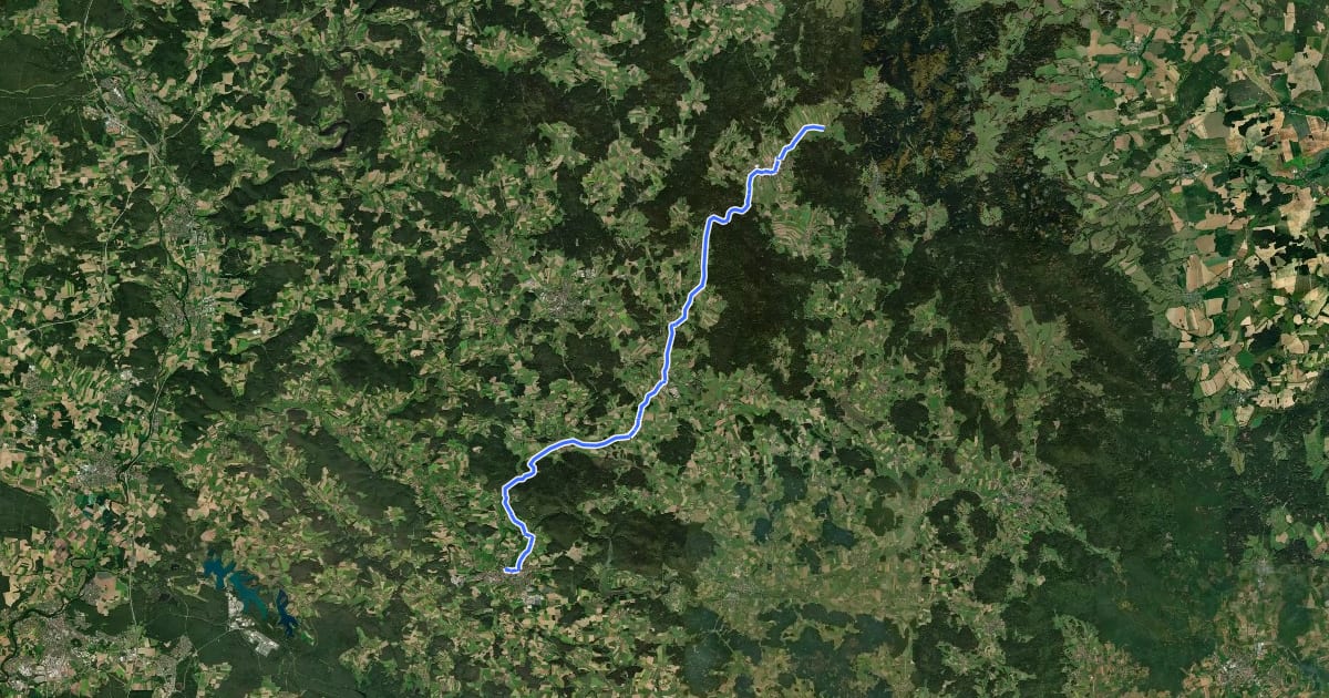 Маршрут Aschatal-Radweg на спутниковом снимке
