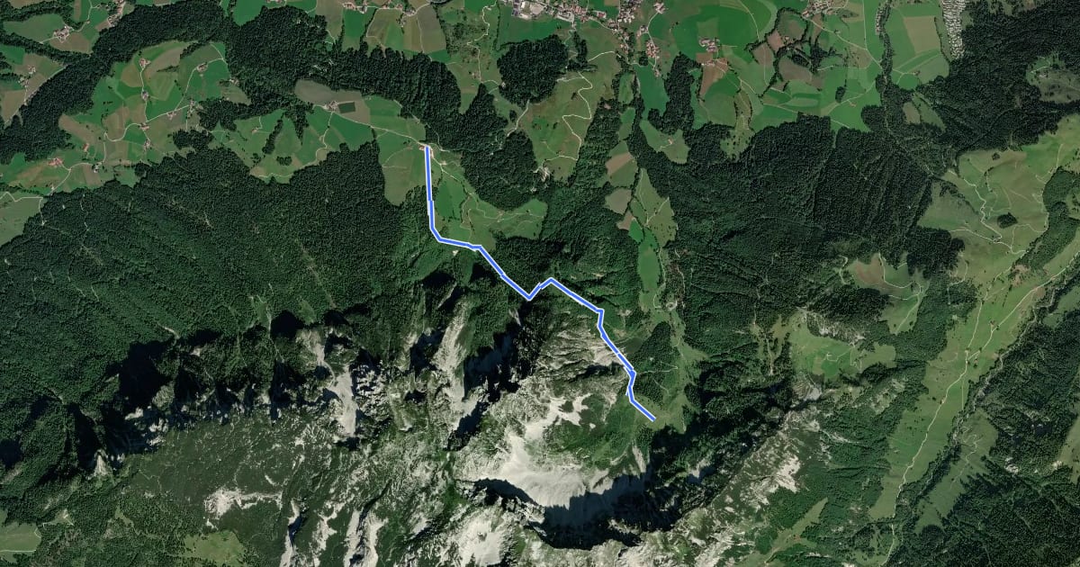 Маршрут Aschingeralm - Winkelalm на спутниковом снимке