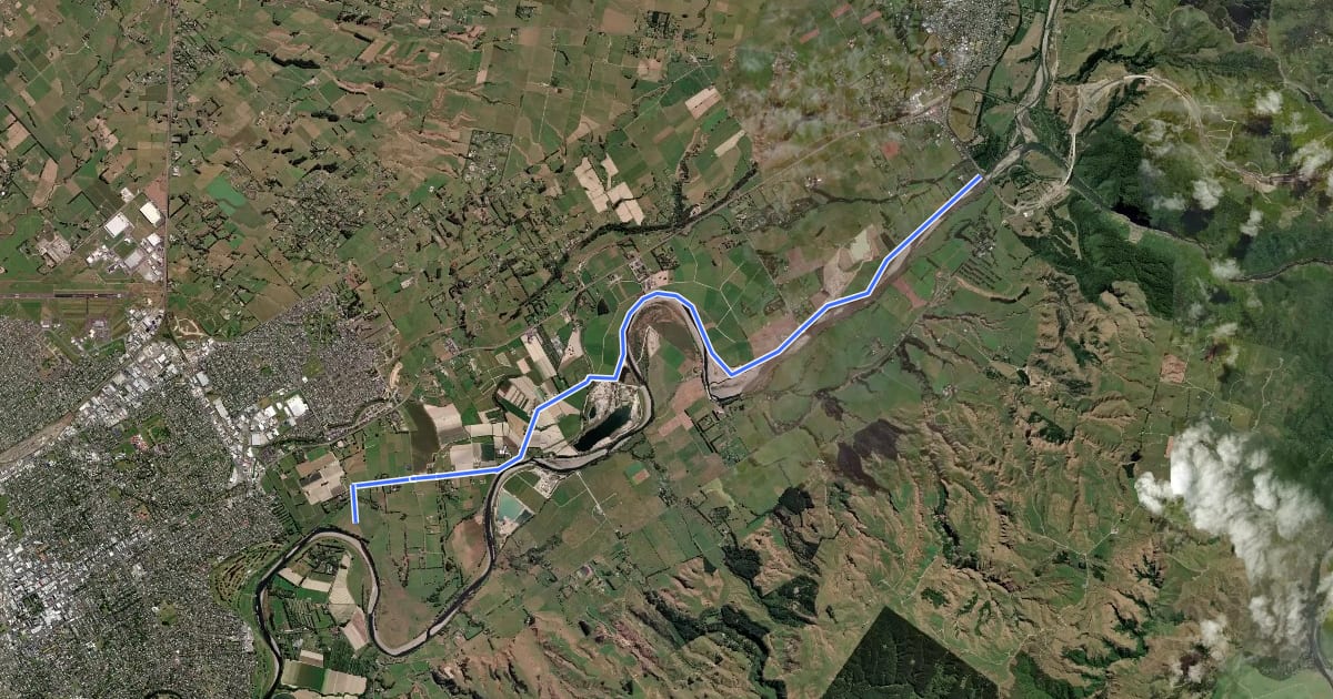 Маршрут Ashhurst Pathway на спутниковом снимке