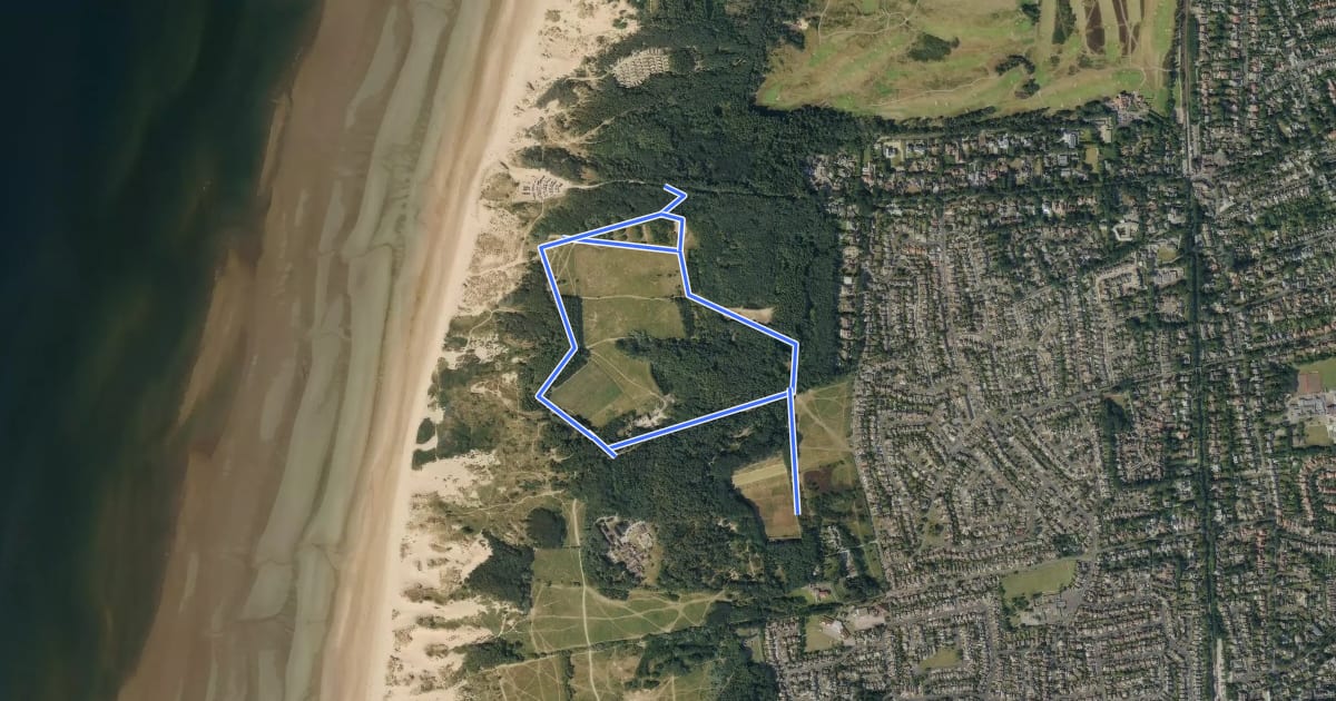 Маршрут Asparagus Trail, Formby на спутниковом снимке