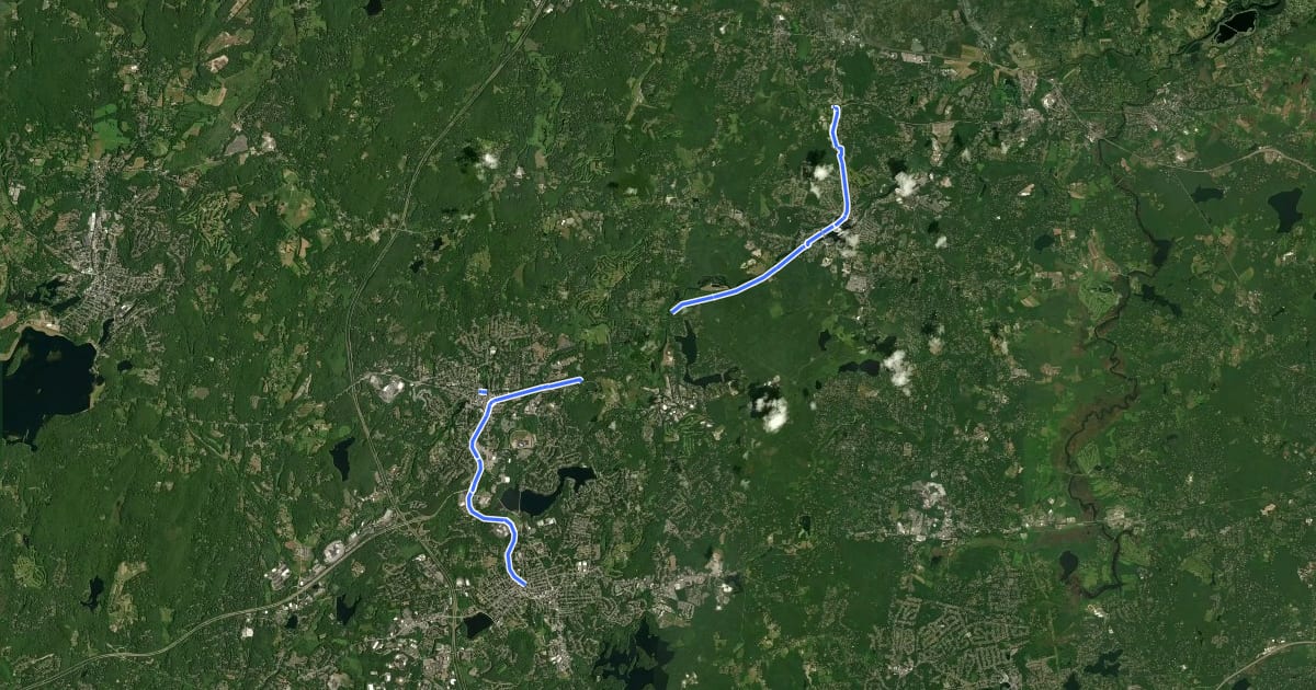 Маршрут Assabet River Rail Trail на спутниковом снимке