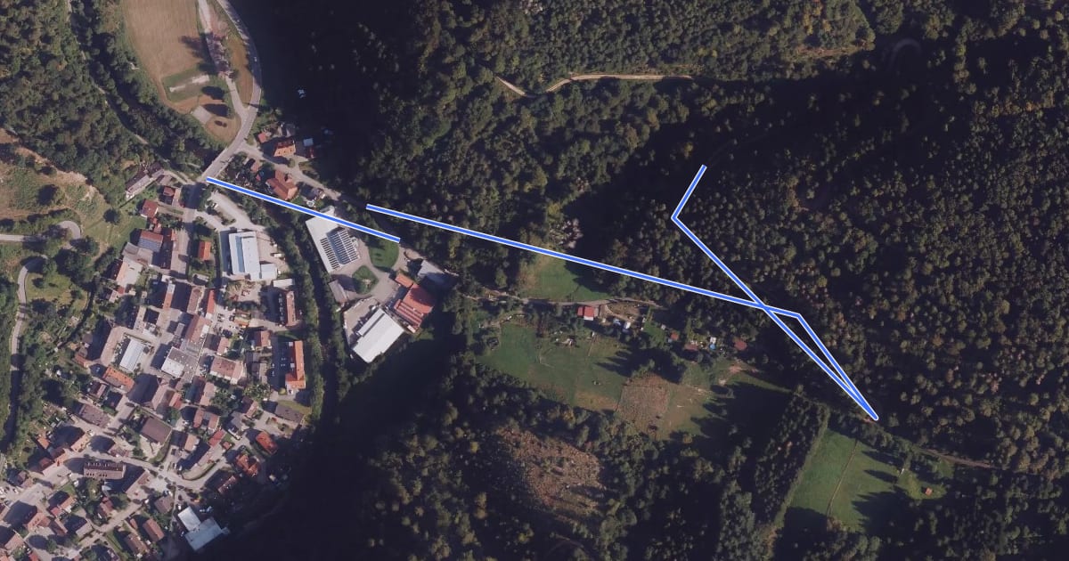 Маршрут Atzenbach Halle - Dinkelsgraben на спутниковом снимке