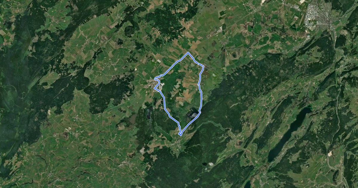 Маршрут Au cœur des zones humides на спутниковом снимке