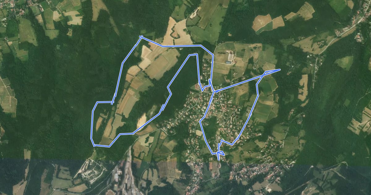 Маршрут Au coeur des Monts d'Or на спутниковом снимке