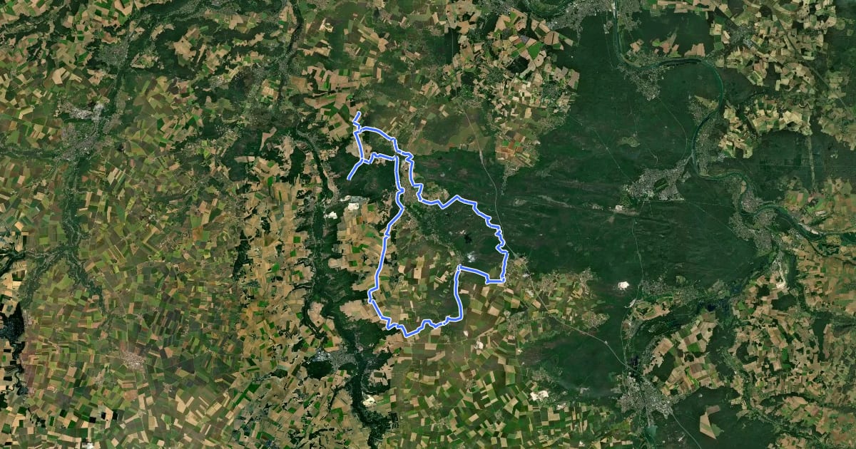 Маршрут Au coeur du Gâtinais français - 62km на спутниковом снимке