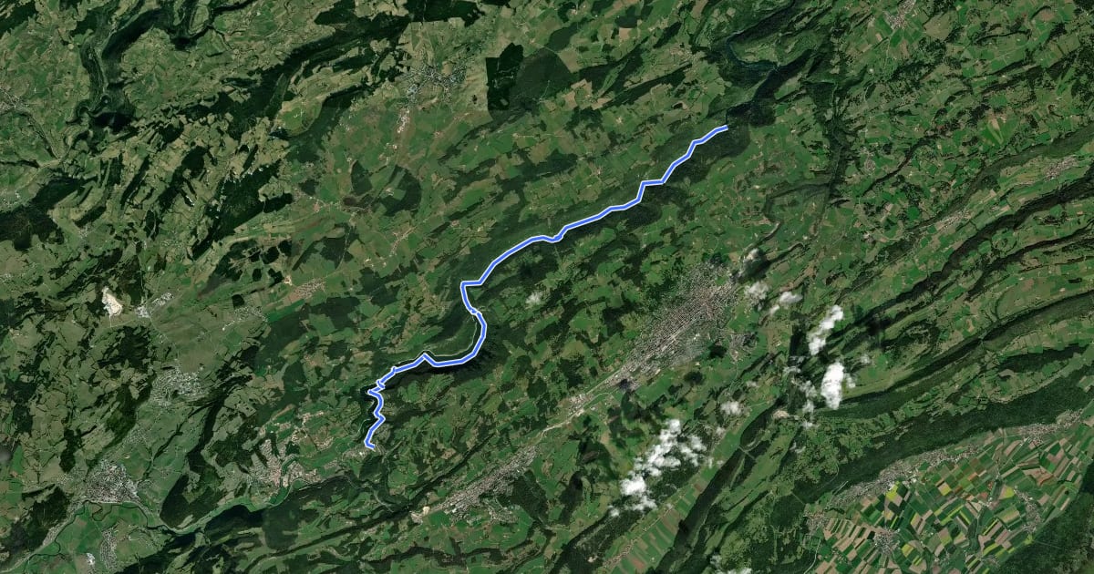 Маршрут Au fil du Doubs - Etappe 1 на спутниковом снимке