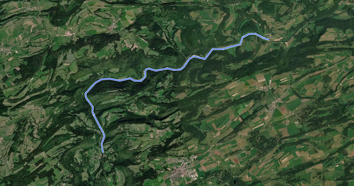 Маршрут Au fil du Doubs - Etappe 3 на спутниковом снимке