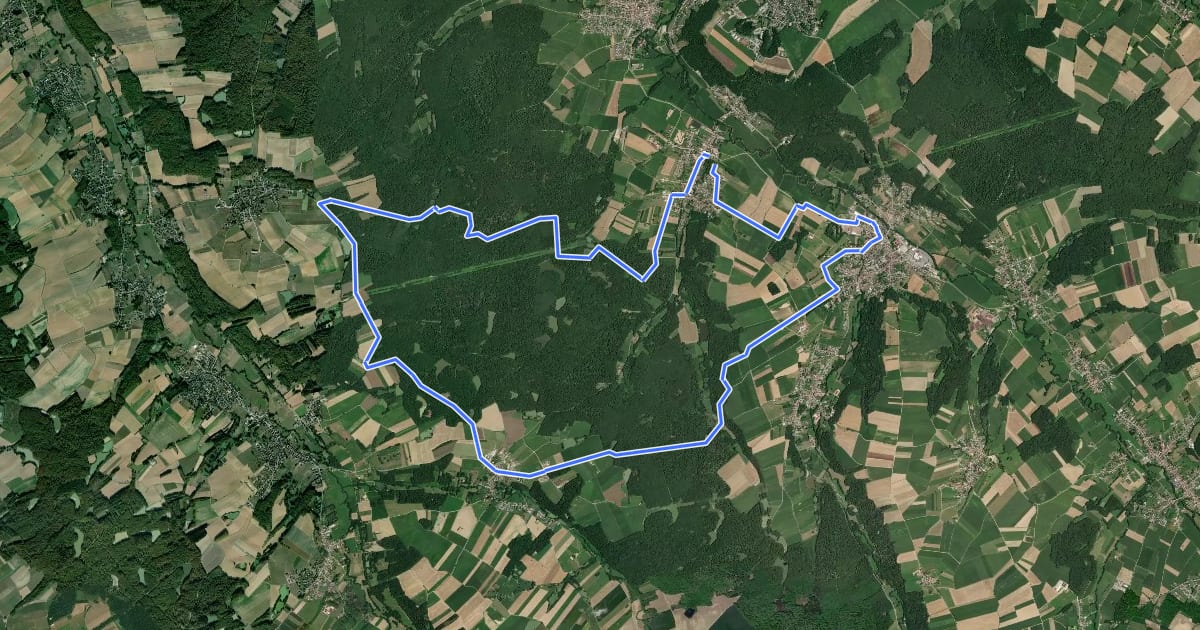 Маршрут Au pays des Etangs на спутниковом снимке