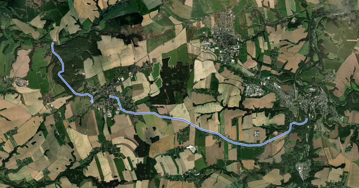 Маршрут Auenbachtalweg (Colditz) – Geringswalde – Waldheim на спутниковом снимке