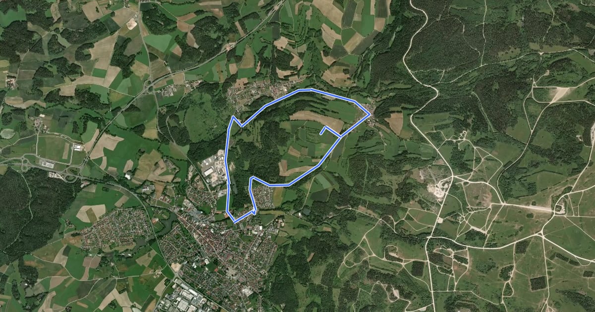 Маршрут Auerbacher Mühlenweg на спутниковом снимке