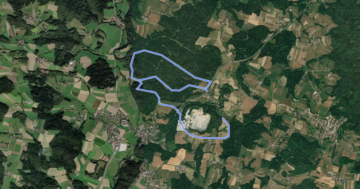 Маршрут Auerbacher Schachtenwanderweg на спутниковом снимке