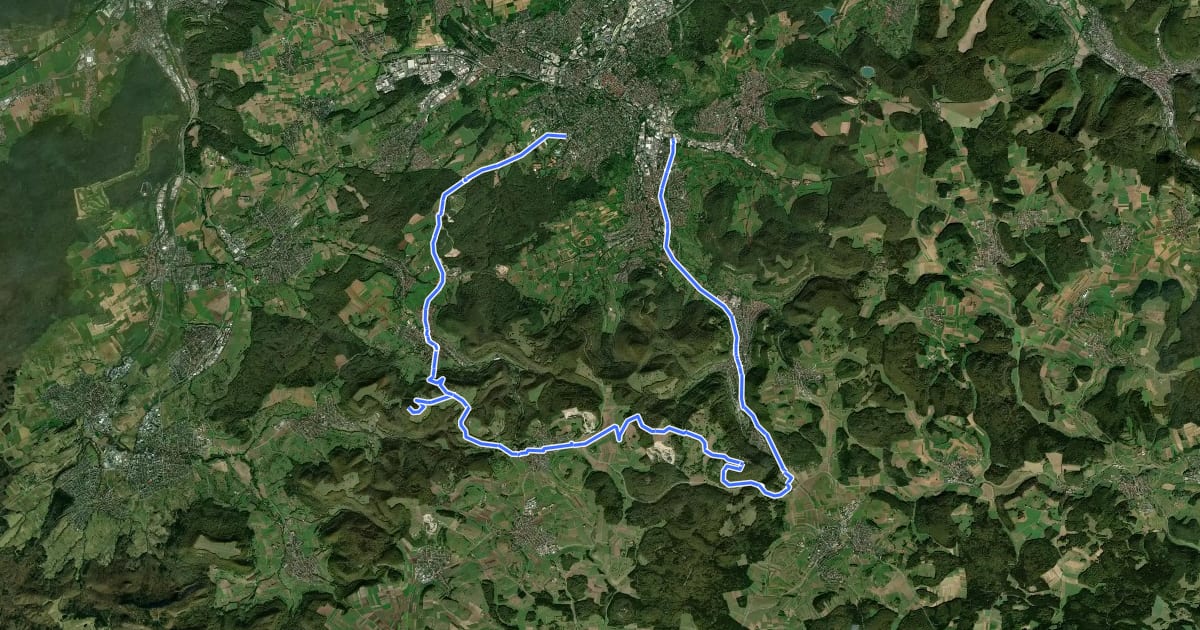 Маршрут Auf den Roßberg на спутниковом снимке