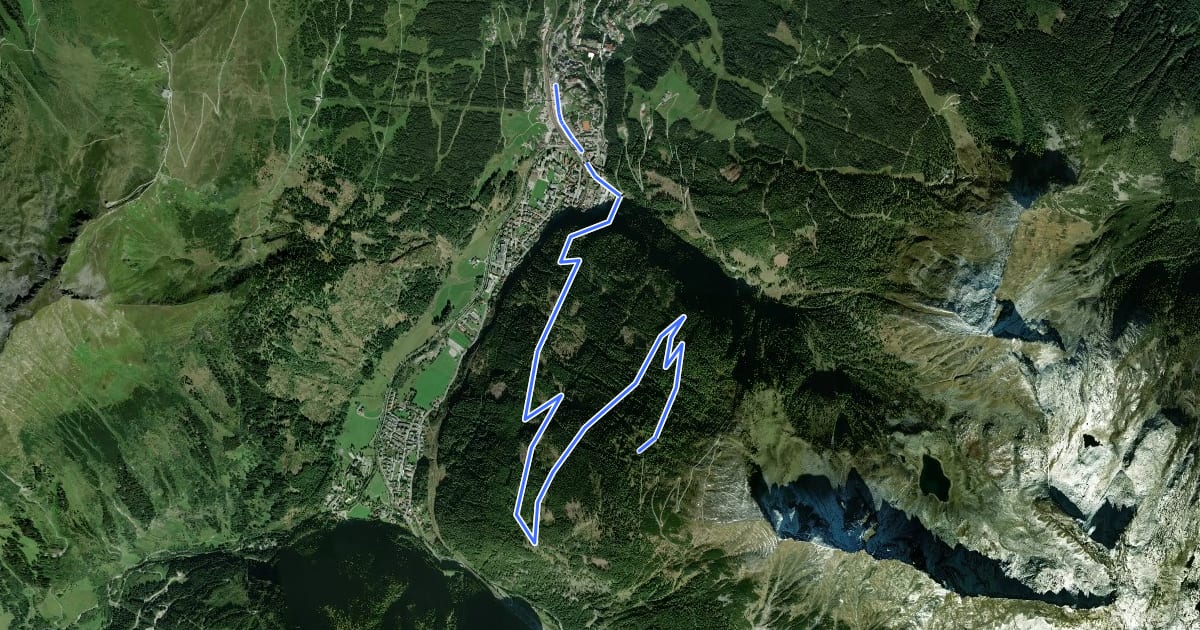 Маршрут Auf die Patschgstuhlalm на спутниковом снимке