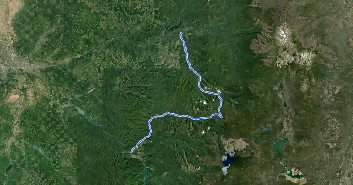 Маршрут Aufderheide Scenic Bikeway на спутниковом снимке