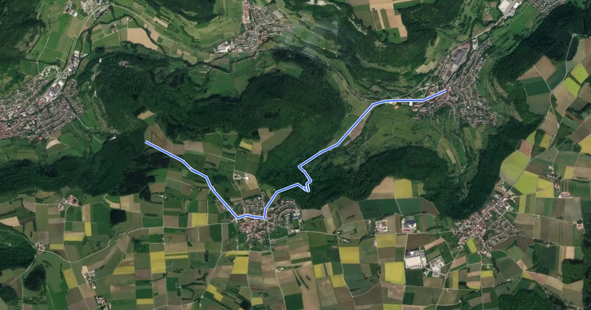 Маршрут Aufhausen - Autal - Bad Überkingen на спутниковом снимке
