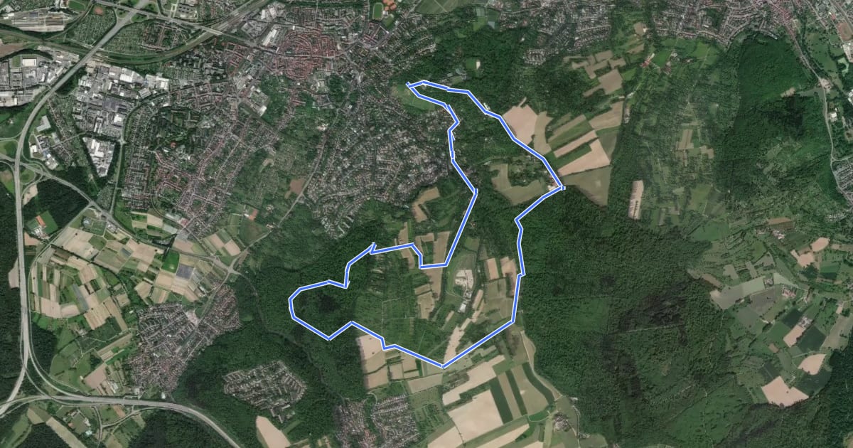 Маршрут AugenBlick-Runde Karlsruhe Rittnert на спутниковом снимке