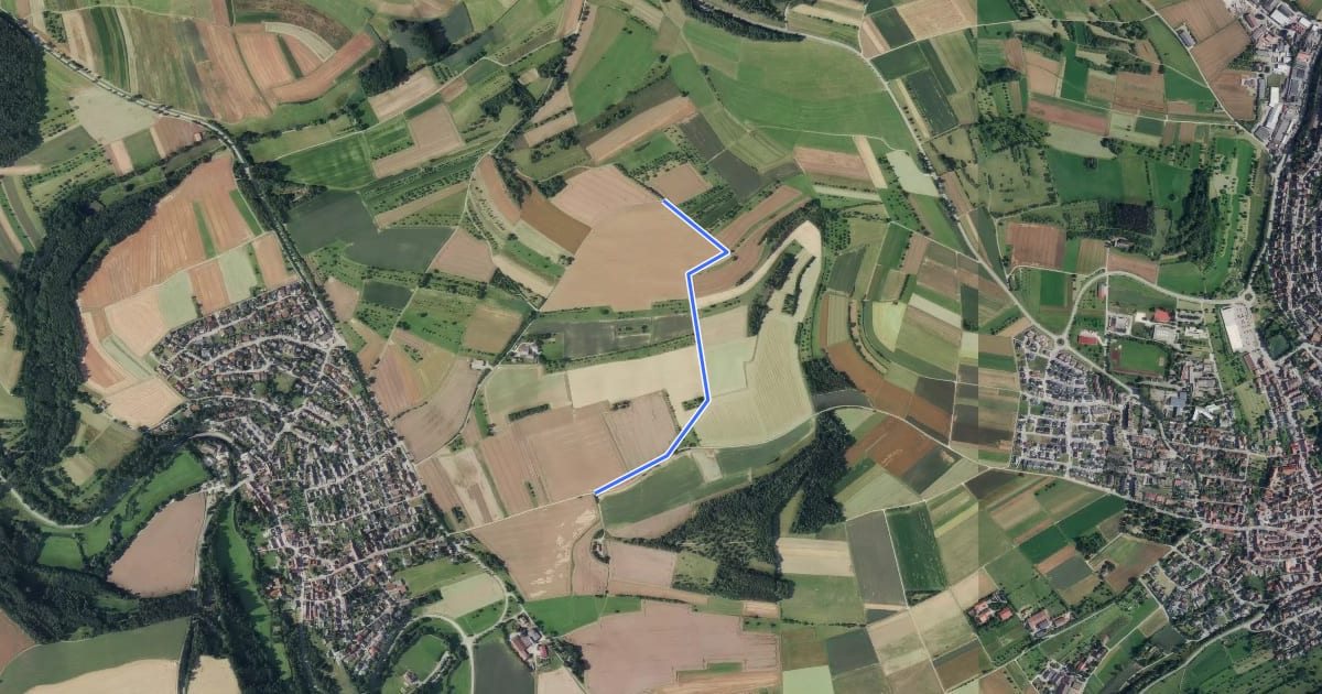 Маршрут Augenblick Tiefenbronn-Mühlhausen - Wiesenäcker на спутниковом снимке