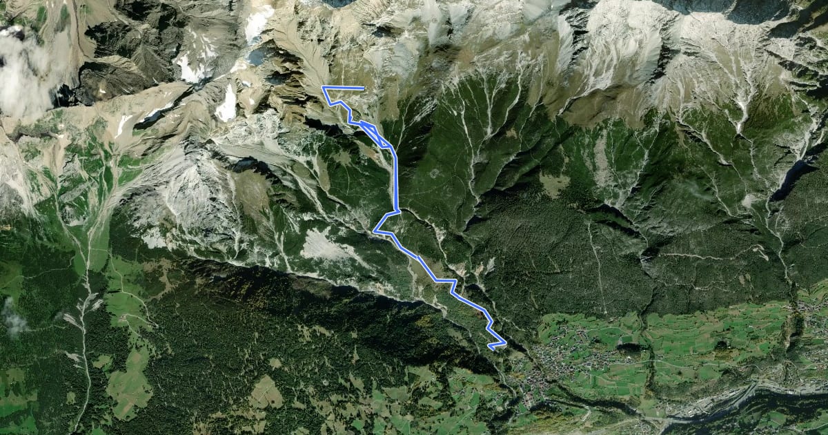 Маршрут Augsburger Hütte на спутниковом снимке