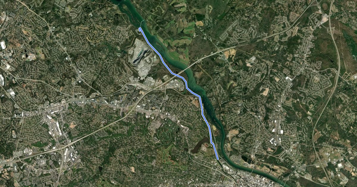 Маршрут Augusta Canal Trail на спутниковом снимке