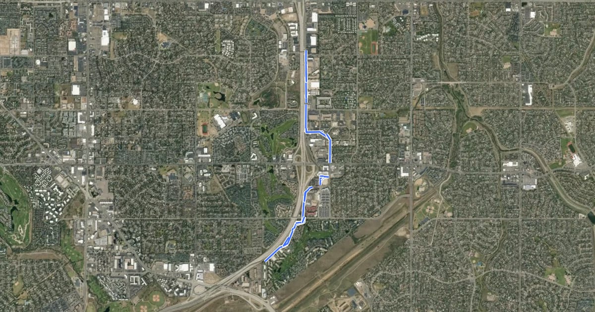 Маршрут Aurora Bike Route: Abilene на спутниковом снимке