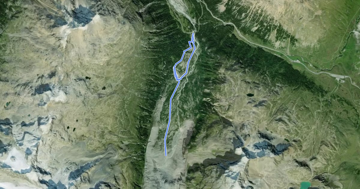 Маршрут Aussichtsweg Morteratschgletscher на спутниковом снимке