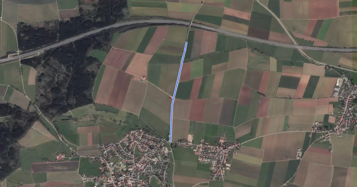 Маршрут Autobahnbrücke - Bettelhansenkreuz на спутниковом снимке