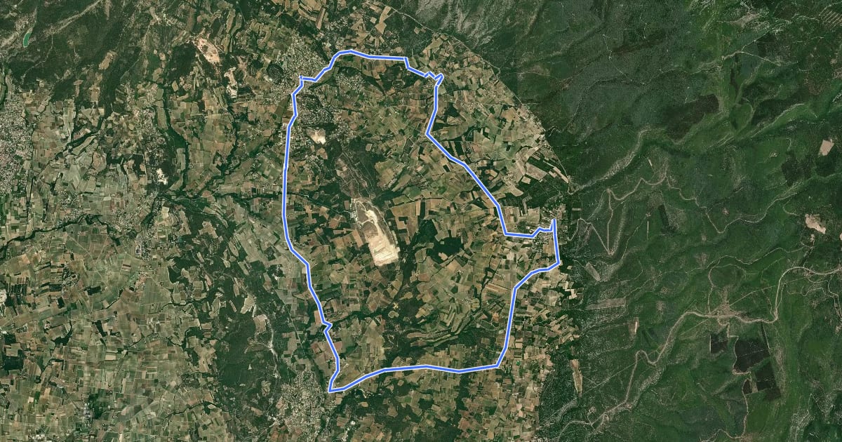 Маршрут Aux portes du Ventoux на спутниковом снимке