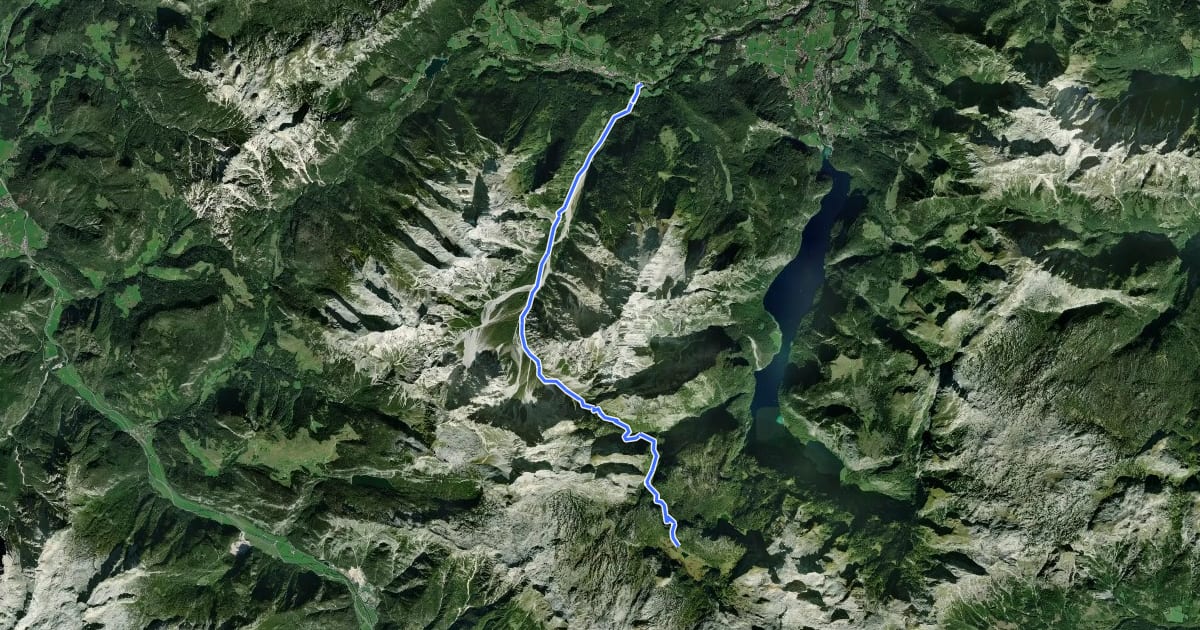 Маршрут AV Weg 421 (Wimbachtal) на спутниковом снимке