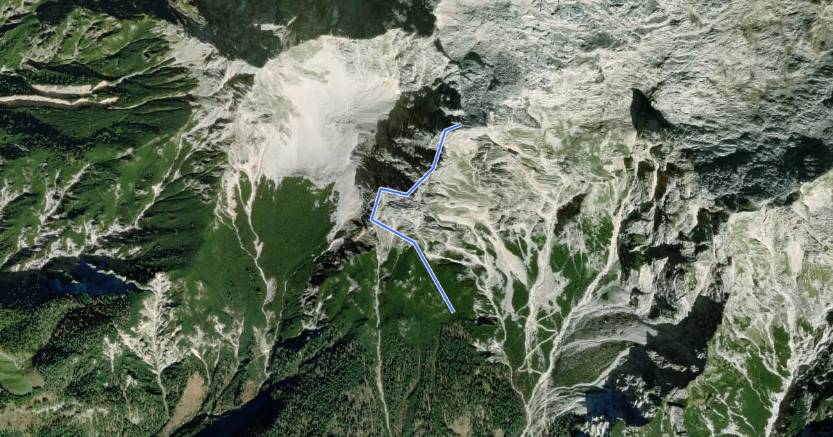 Маршрут AV Weg 428a (Breithorn Süedanstieg) на спутниковом снимке