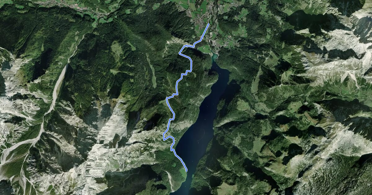 Маршрут AV Weg 443 (Königssee - Kühroint - Rinkendlsteig - St. Bartolomä) на спутниковом снимке