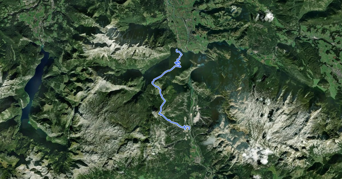Маршрут AV Weg 450 (Golling - Hochtor - Sulzau) на спутниковом снимке