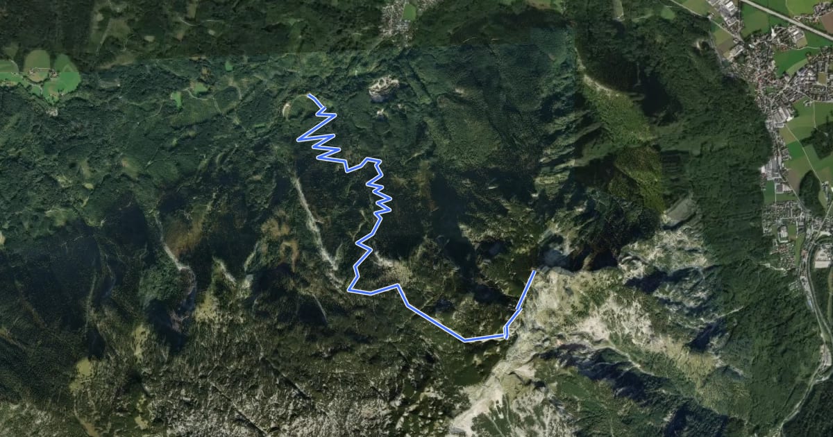 Маршрут AV Weg 461 (... Untersberg ...) на спутниковом снимке