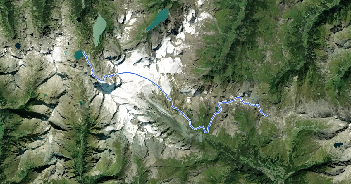 Маршрут AV Weg 702 (Zentralalpenweg Var. A) на спутниковом снимке