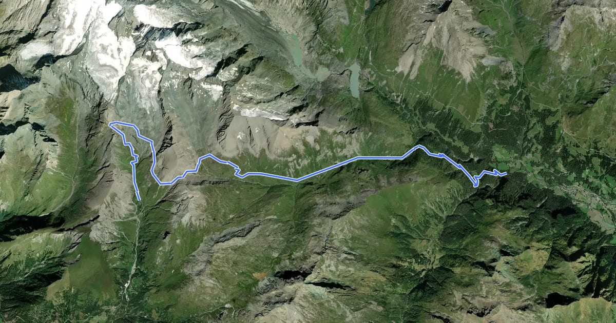Маршрут AV Weg 702B (Zentralalpenweg  Var. B) на спутниковом снимке