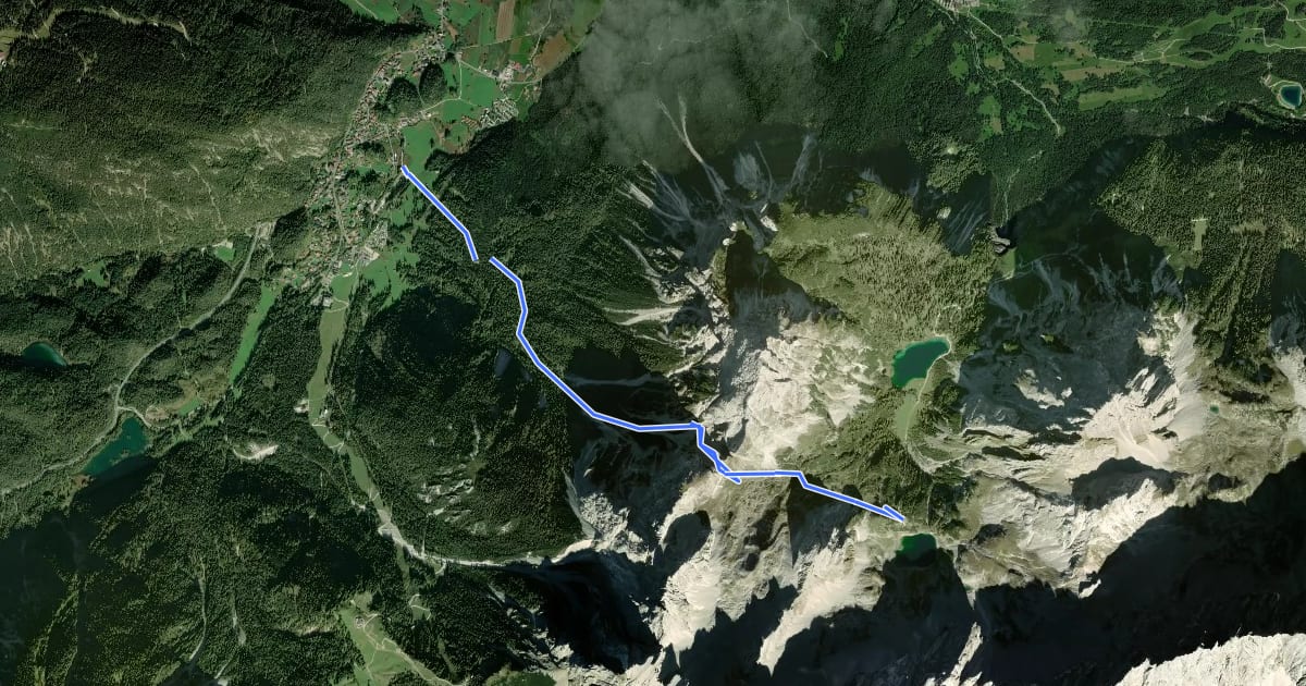 Маршрут AV Weg 814 (Biberwier - Biberwierer Scharte - Coburger Hütte) на спутниковом снимке