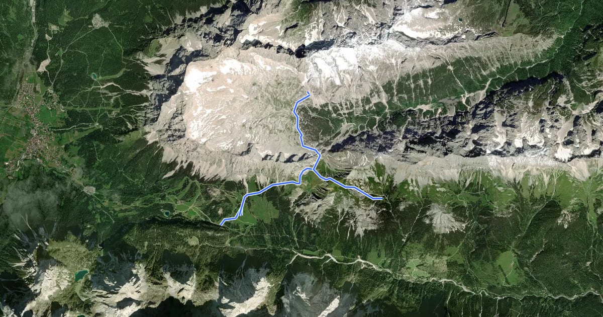 Маршрут AV Weg 815 (Gaistal - Gatterl - Knorrhütte) на спутниковом снимке