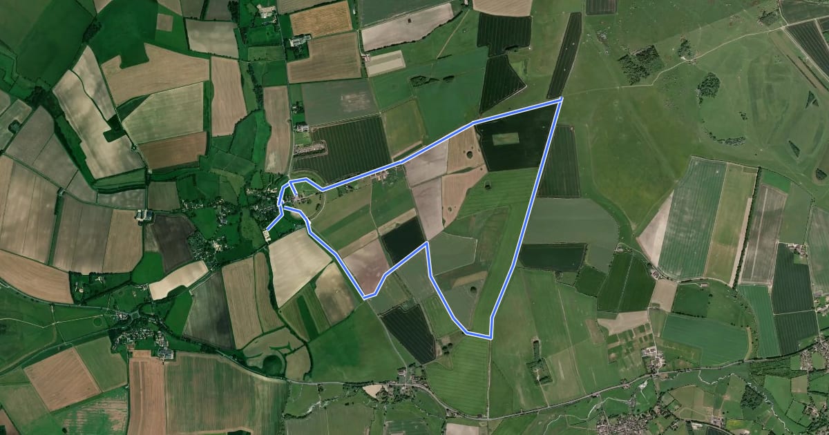 Маршрут Avebury Ridgeway Walk на спутниковом снимке