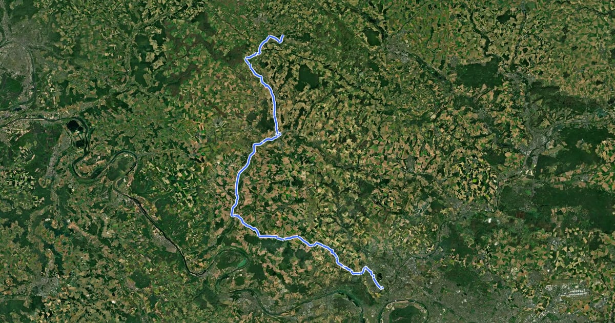 Маршрут Avenue Verte London ↔ Paris, tronçon France - Saint-Germer-de-Fly <> Neuville-sur-Oise par Gisors на спутниковом снимке